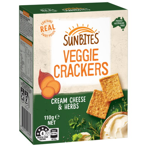 Sunbites Veggie Crackers Cream Cheese & Herbs 110g